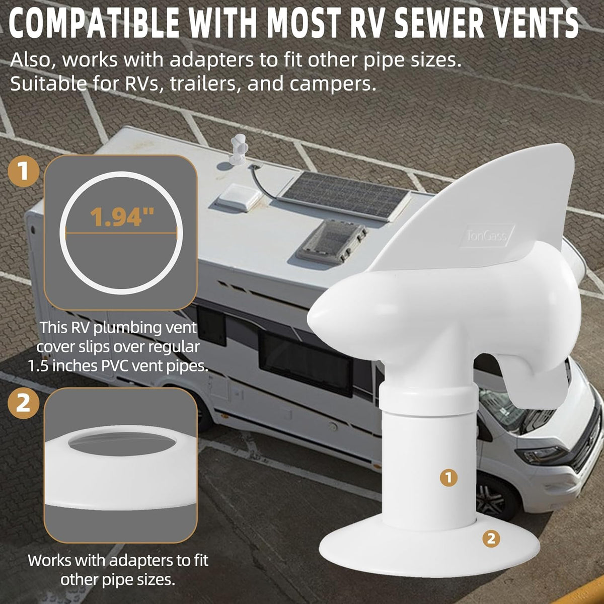 White RV Rotating Sewer Plumbing Vent Cover L18515