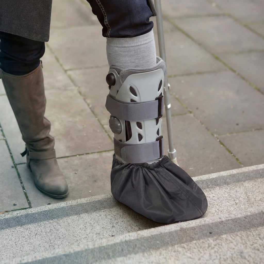 Light Gray Waterproof Non Slip Walking Boot Covers 2 Pairs O834
