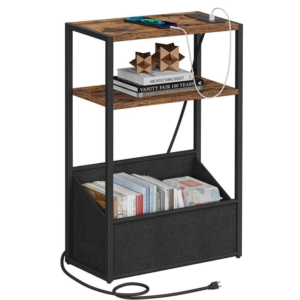 Narrow Side Table with Charging Station B282