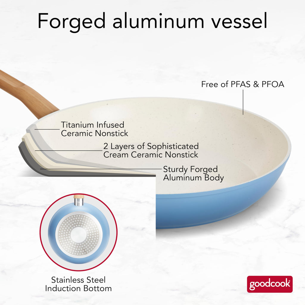 12-Piece Light Blue Ceramic Titanium-Infused Nonstick Cookware Set I883056