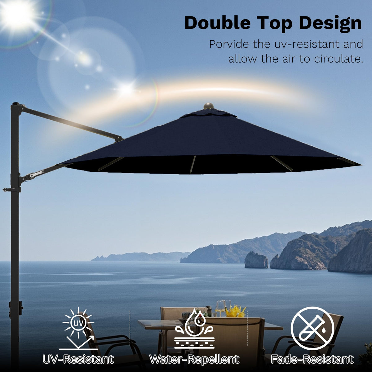 10ft Navy Blue Cantilever Patio Umbrella R273770