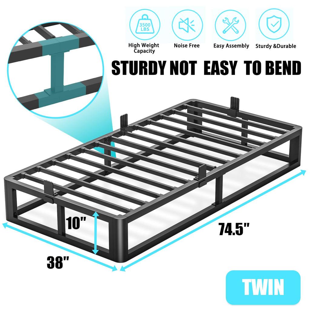 10 Inch Twin Bed Frame with Steel Slats Support N957