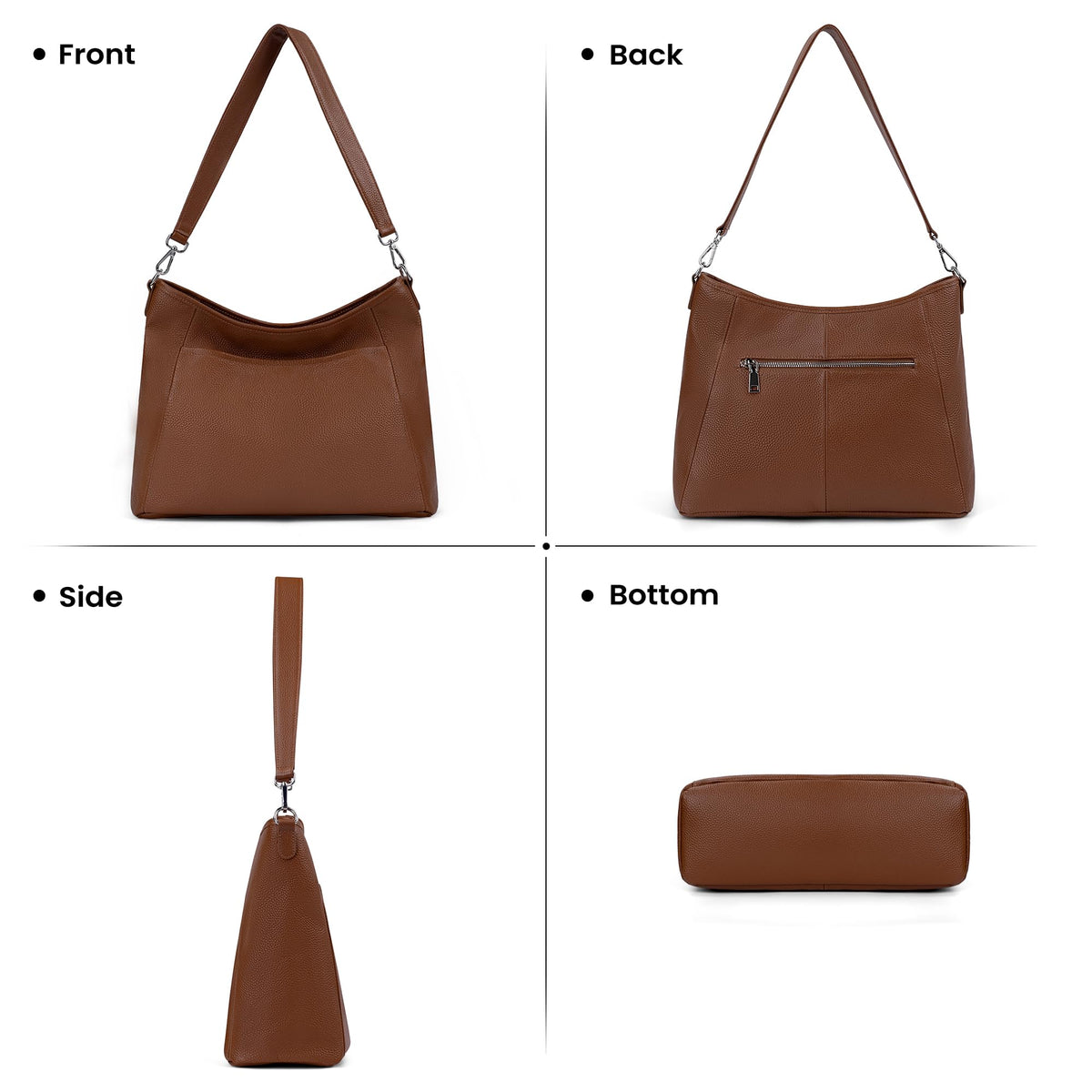 Genuine Leather Hobo Crossbody with 2 Detachable Straps K359958