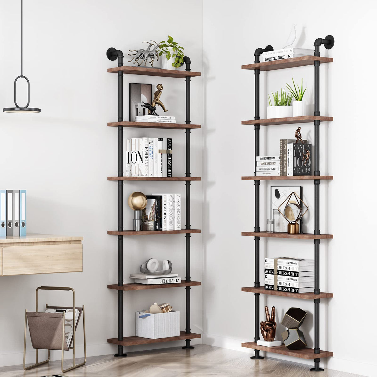 Industrial Pipe Rustic Wood Bookshelf S270151