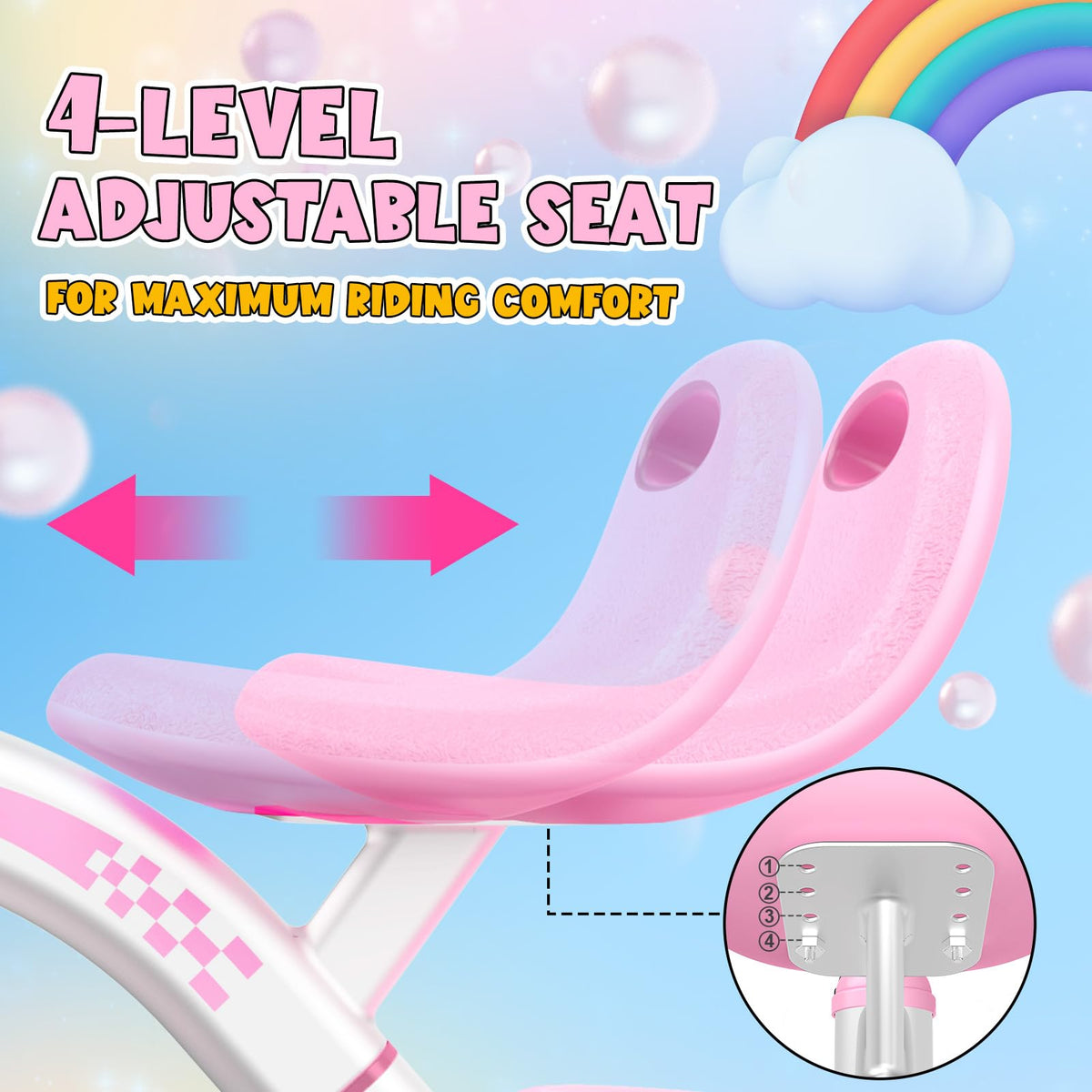 Pink Toddler Tricycle with Adjustable Seat and Light Wheels I535182