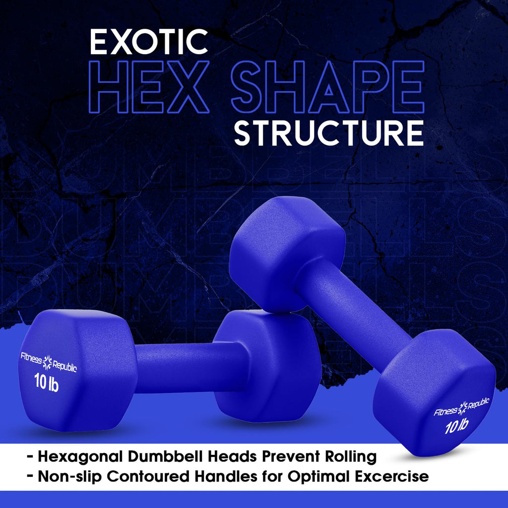 Neoprene Dumbbell Set of 2 Non-Slip Hex Shape T5898