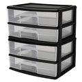 2-Tier Black Storage Drawer Tower, 2 Pack O956
