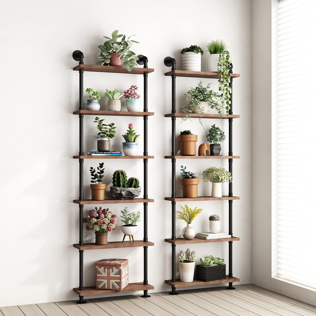 Industrial Pipe Rustic Wood Bookshelf S270151