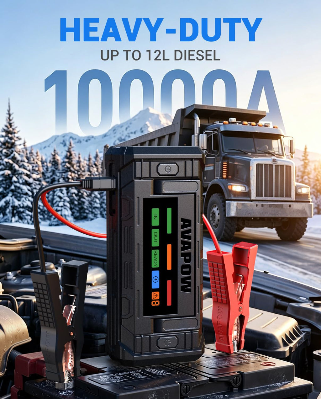 10000A Portable Battery Jumper Starter with 4" HD Display E311