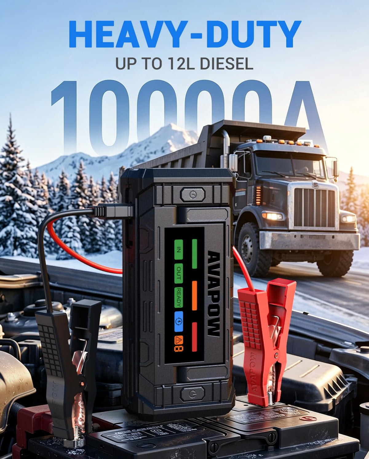 10000A Portable Battery Jumper Starter with 4" HD Display E311
