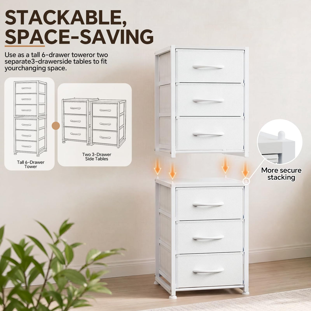 2-Pack Stackable 3-Tier Fabric Storage Drawers X29367