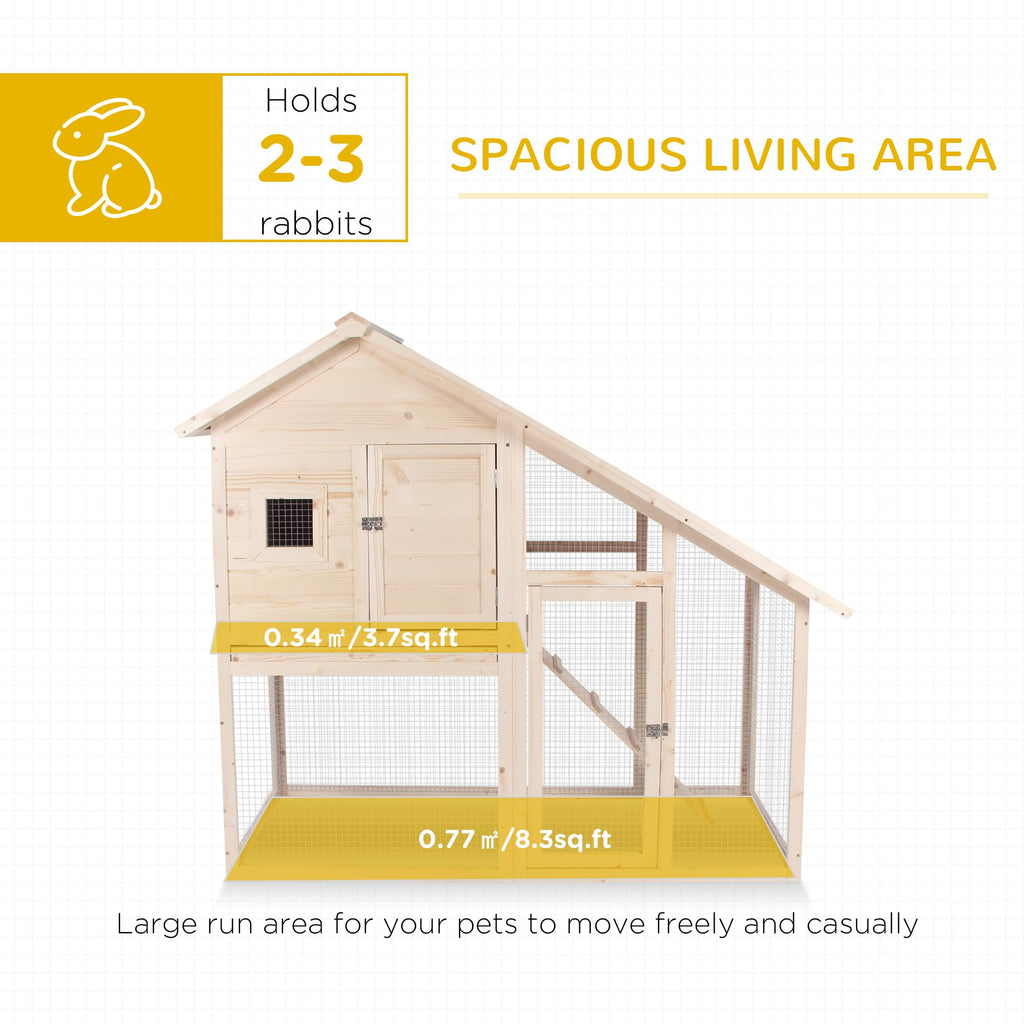 55 Inch 2-Tier Wooden Rabbit Hutch C577333