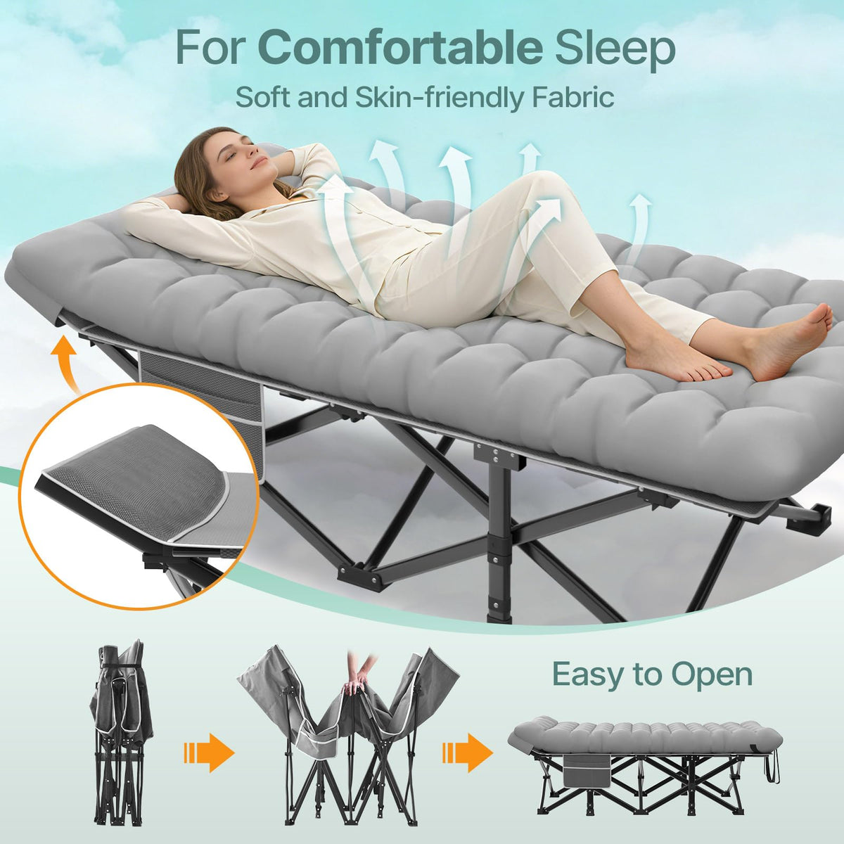 32" XXL Heavy Duty Folding Camping Cot D896