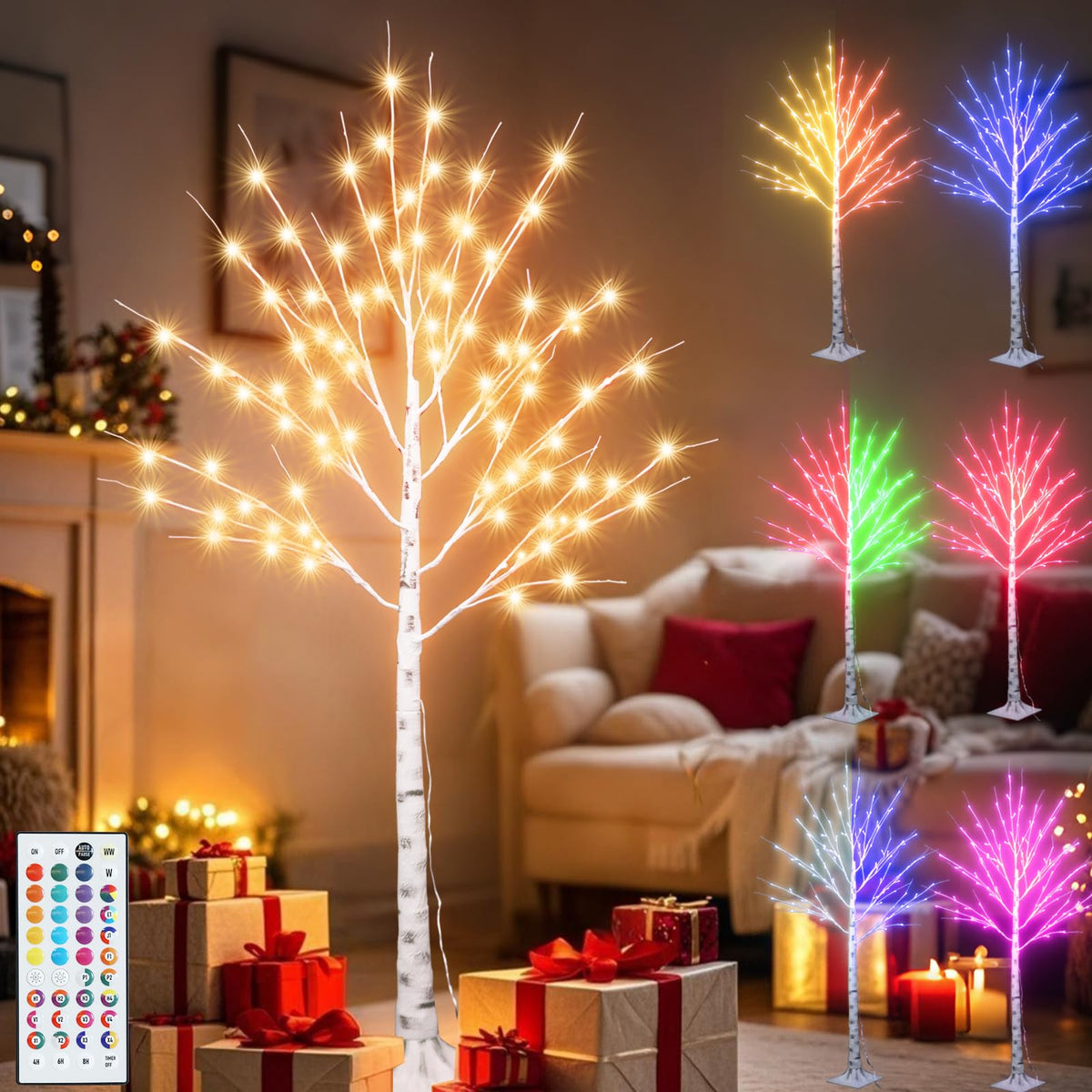 5 ft RGB Lighted Birch Tree U590