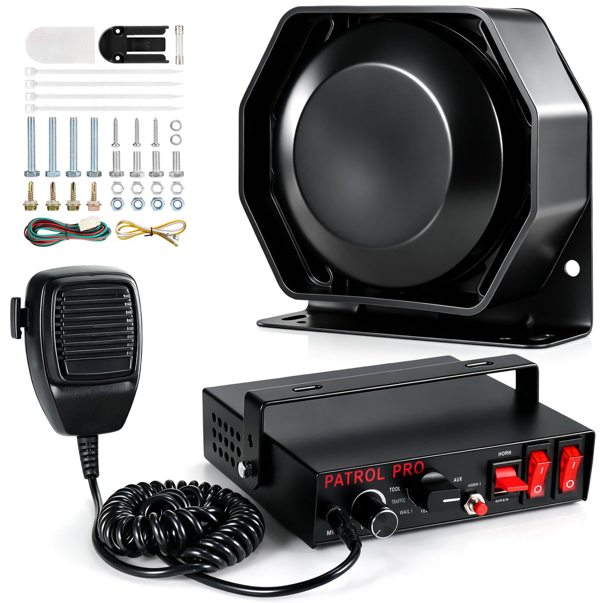 Police Siren PA System with Handheld Mic W297552