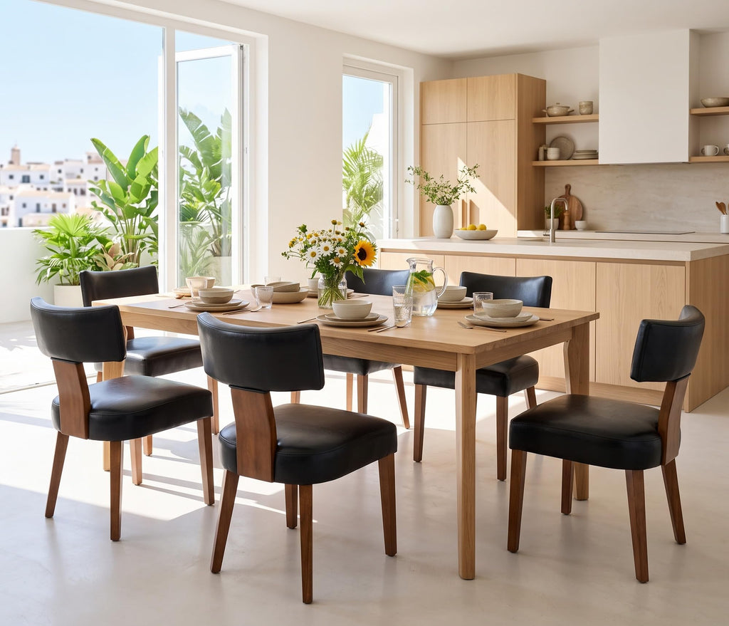 Black Set of 6 PU Leather Upholstered Dining Chairs G209262