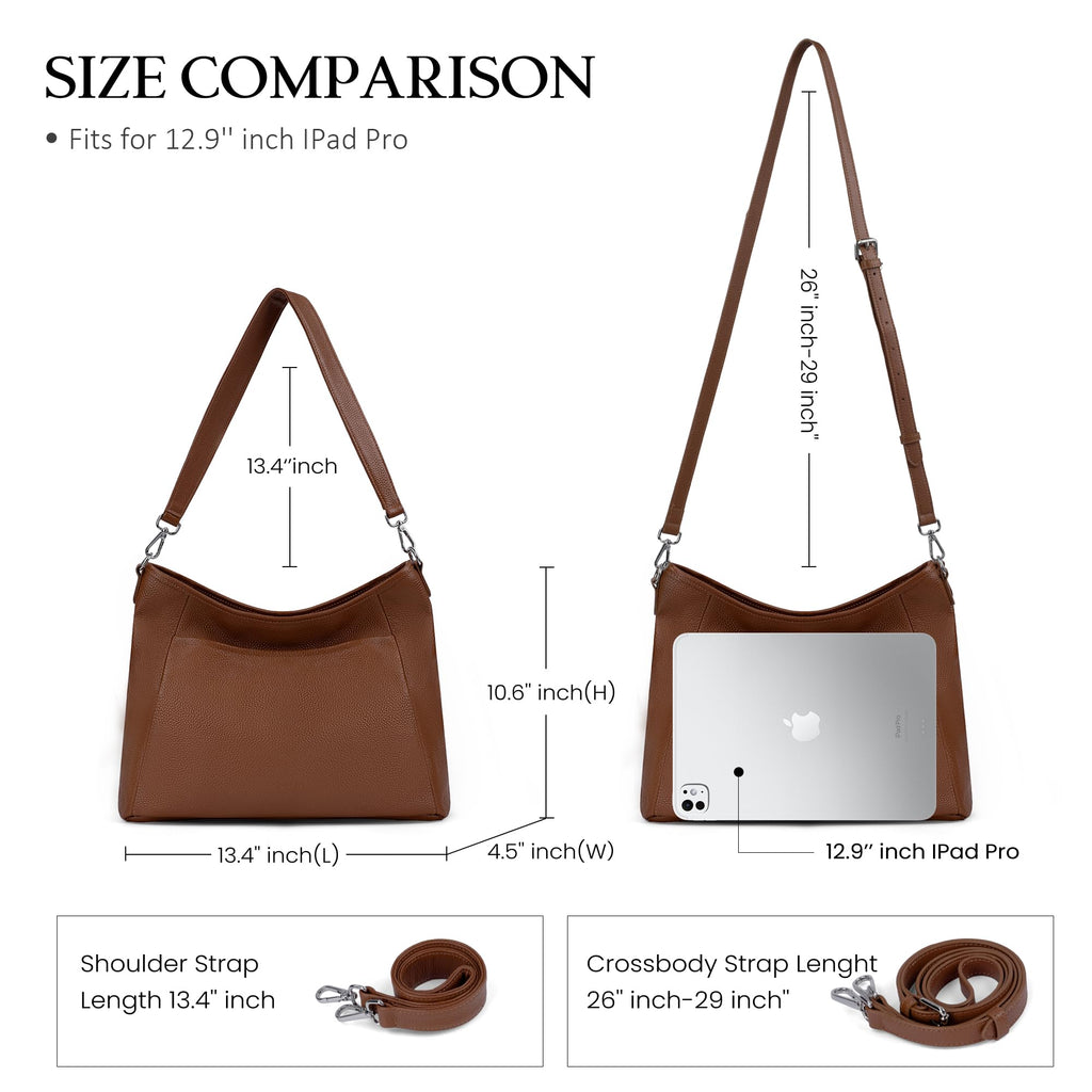 Genuine Leather Hobo Crossbody with 2 Detachable Straps K359958
