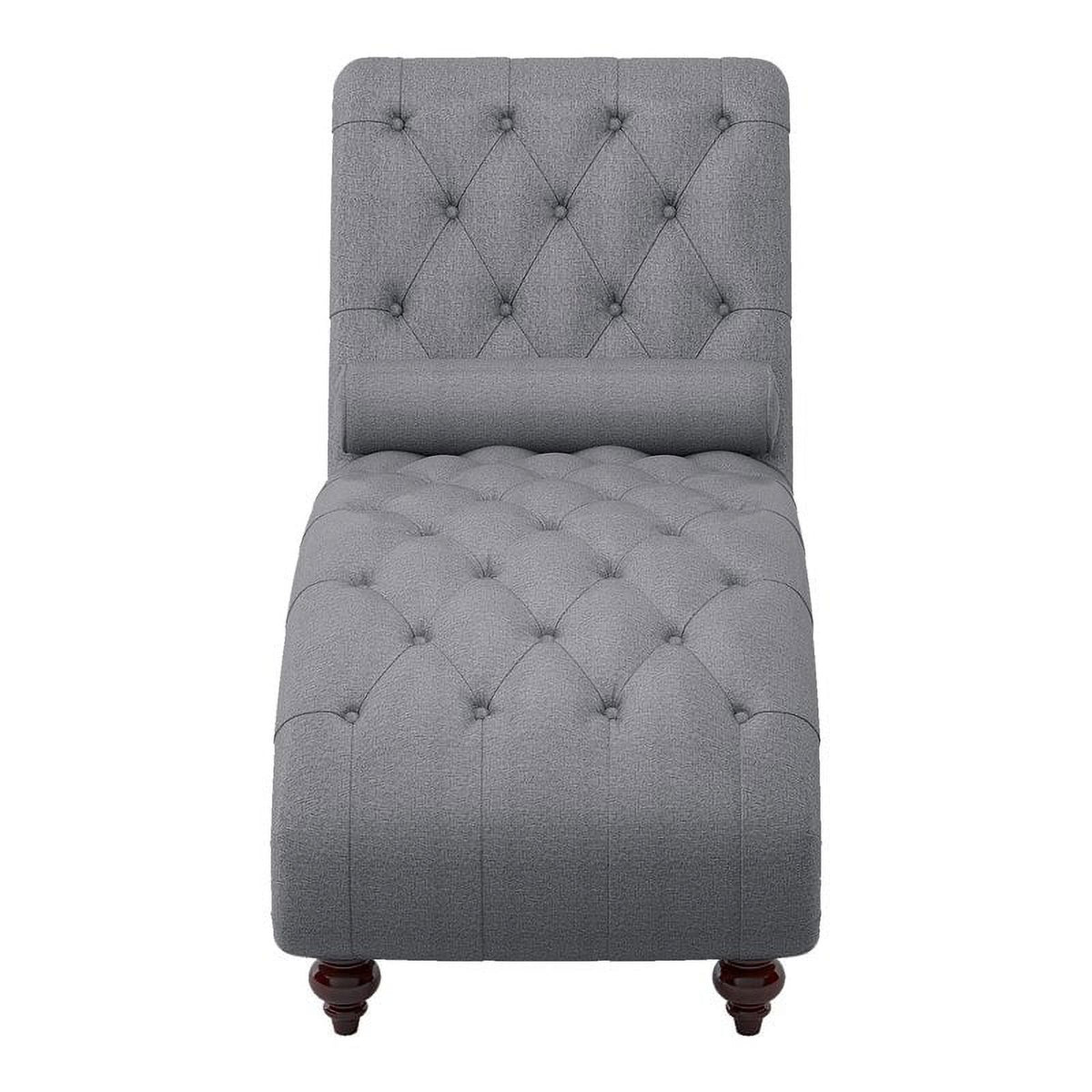 Dark Gray Wood & Fabric Chaise with 1 Bolster Pillow R354