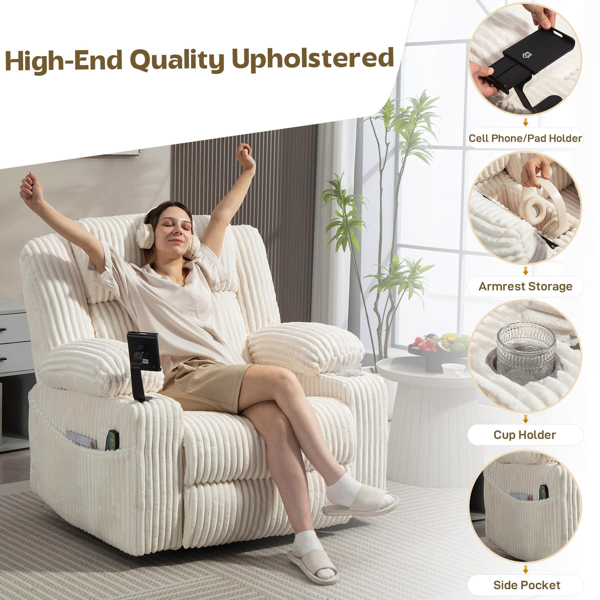 Power Swivel Rocker Recliner with Adjustable Headrest O4639