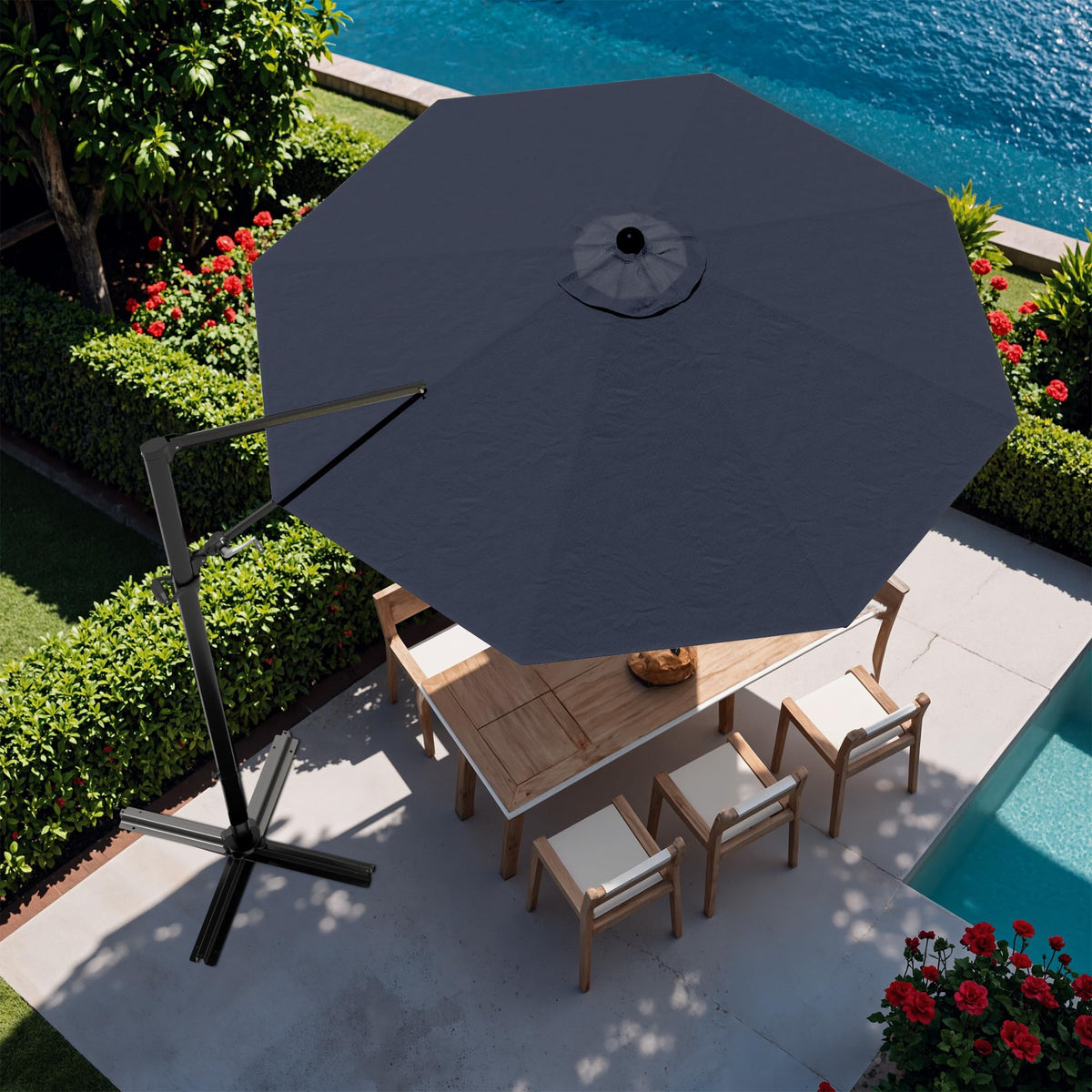 10ft Navy Blue Cantilever Patio Umbrella R273770