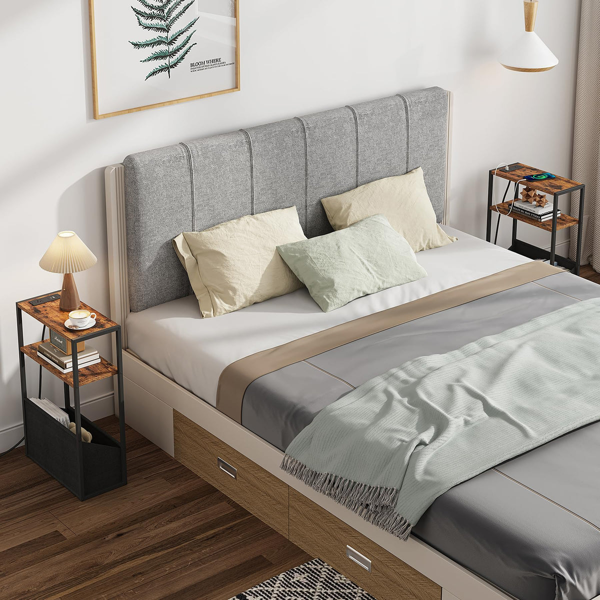 Narrow Side Table with Charging Station B282