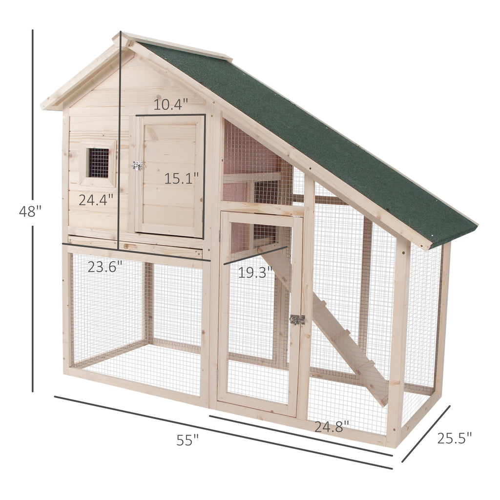 55 Inch 2-Tier Wooden Rabbit Hutch C577333