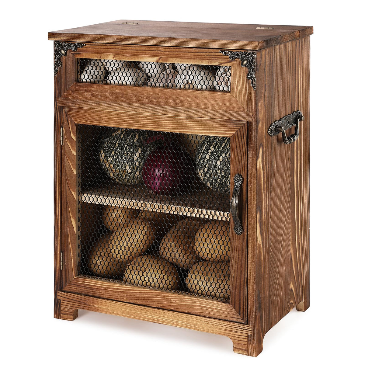 Potato and Onion Storage Bin Wooden Storage Box C676