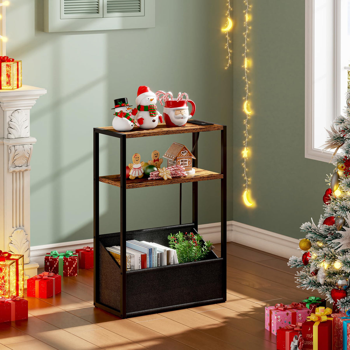 Narrow Side Table with Charging Station B282