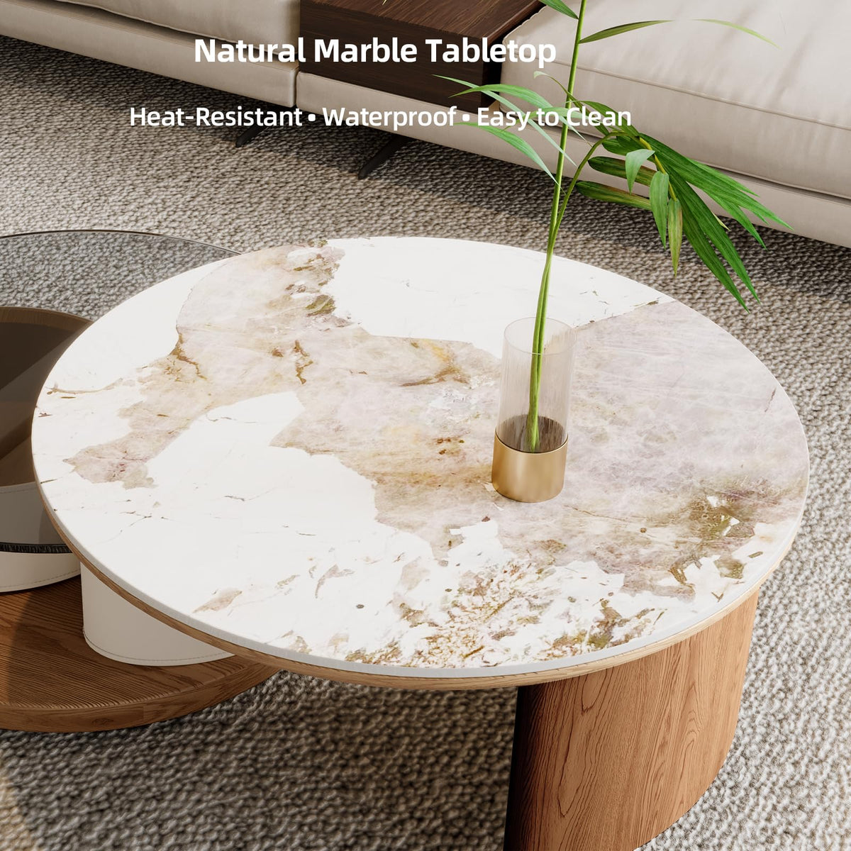 Round Expandable Coffee Table with Hidden Storage D792