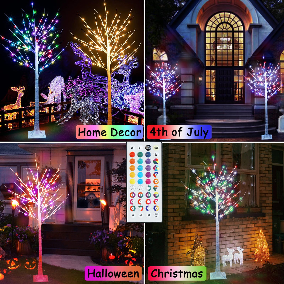 5 ft RGB Lighted Birch Tree U590