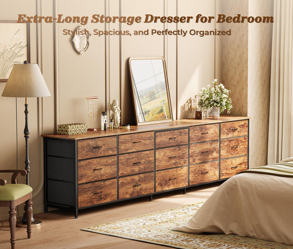 78.7 inch 15 Drawer Fabric Dresser J11349