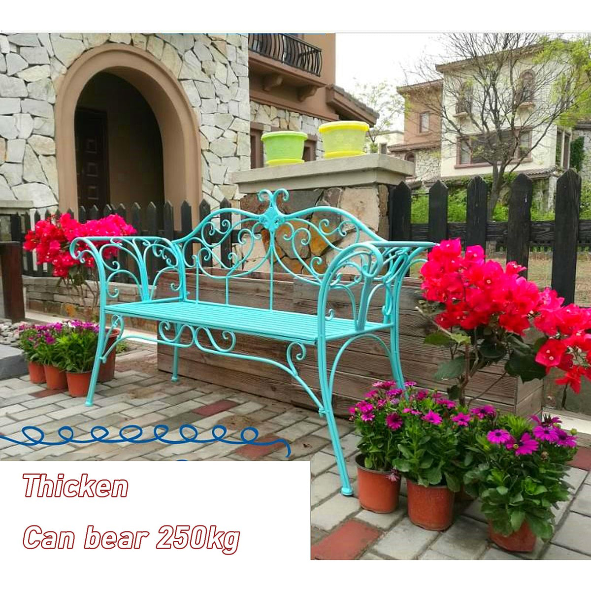 2-Seat Outdoor Metal Bench T185435