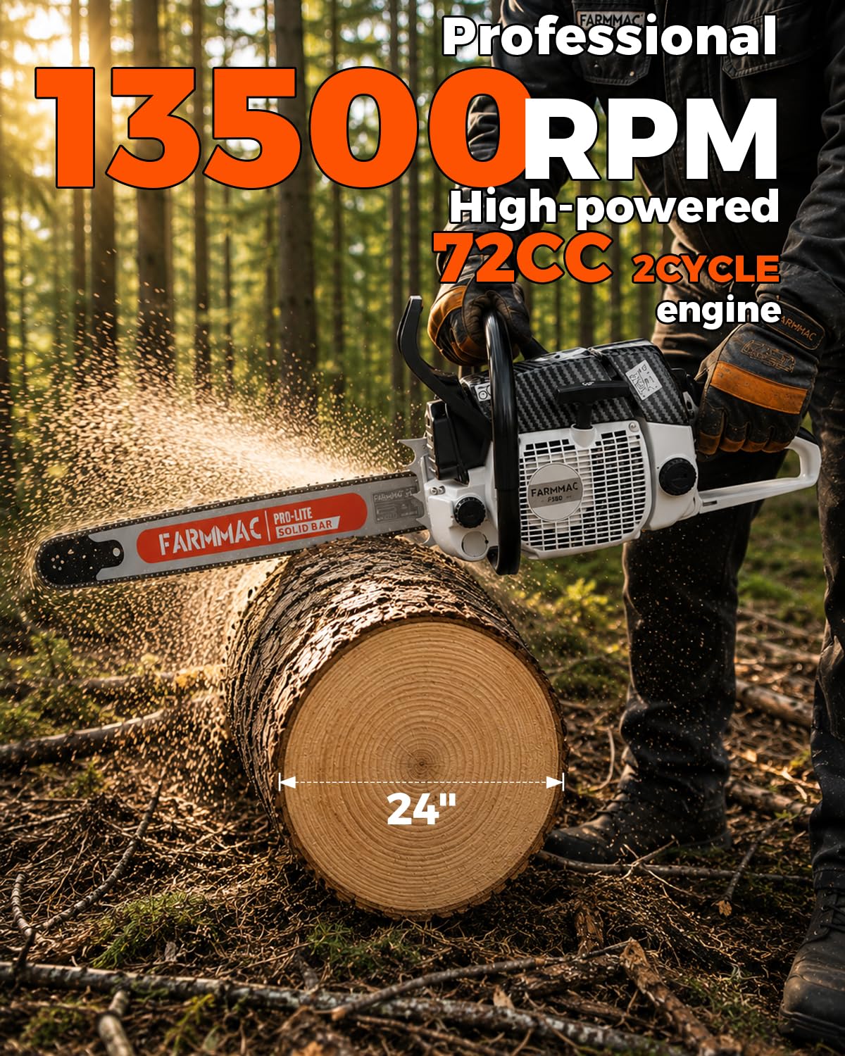 72cc 2-Cycle Gas Chainsaw with 24 Inch Bar H139544