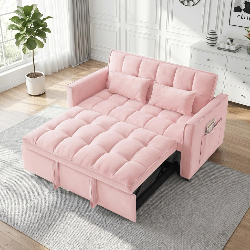 Pink Velvet 3-in-1 Sofa Bed H36875