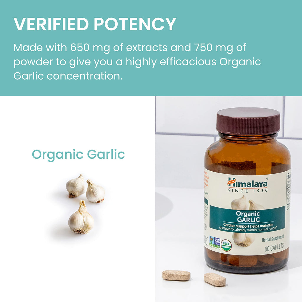 USDA Organic Garlic Supplements 1400 mg 60 Caplets T171214