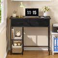 Black Small Writing Desk with 2 Drawers and Storage Shelf M447
