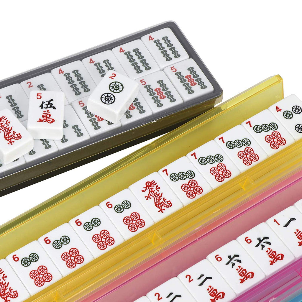 Black Soft Bag 166 White Engraved Tiles Mahjong Set D1725
