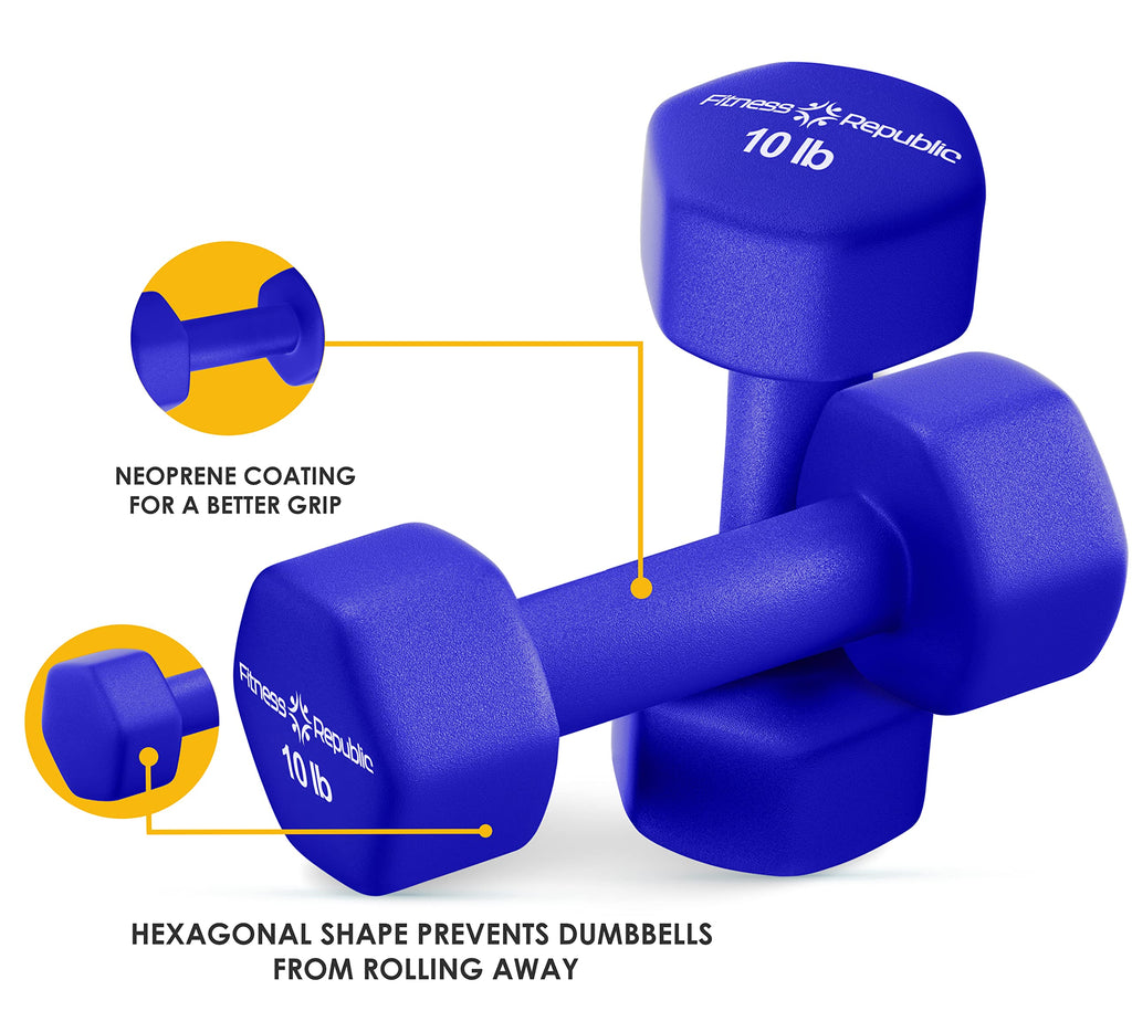 Neoprene Dumbbell Set of 2 Non-Slip Hex Shape T5898