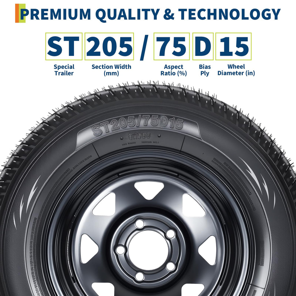 2-Pack ST205/75D15 Trailer Tires and 15" Rims O107102