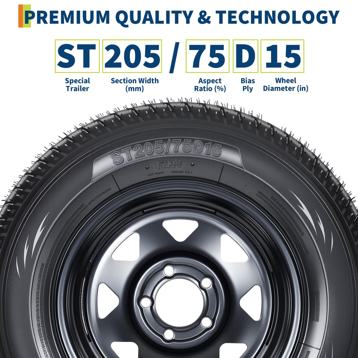 2-Pack ST205/75D15 Trailer Tires and 15" Rims O107102