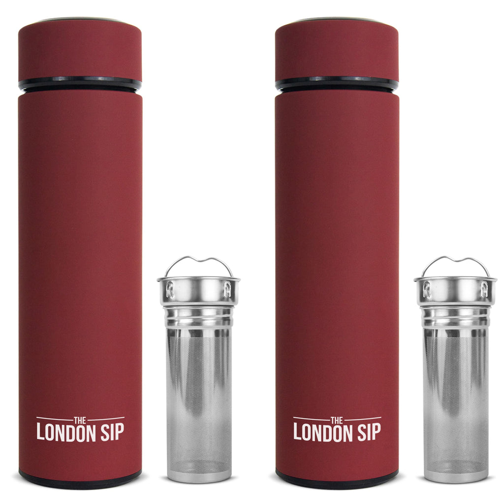 Travel Mug and Tumbler Hot and Cold Double Wall Stainless Steel Thermos, Sacred Red, Pack of 2 L104586