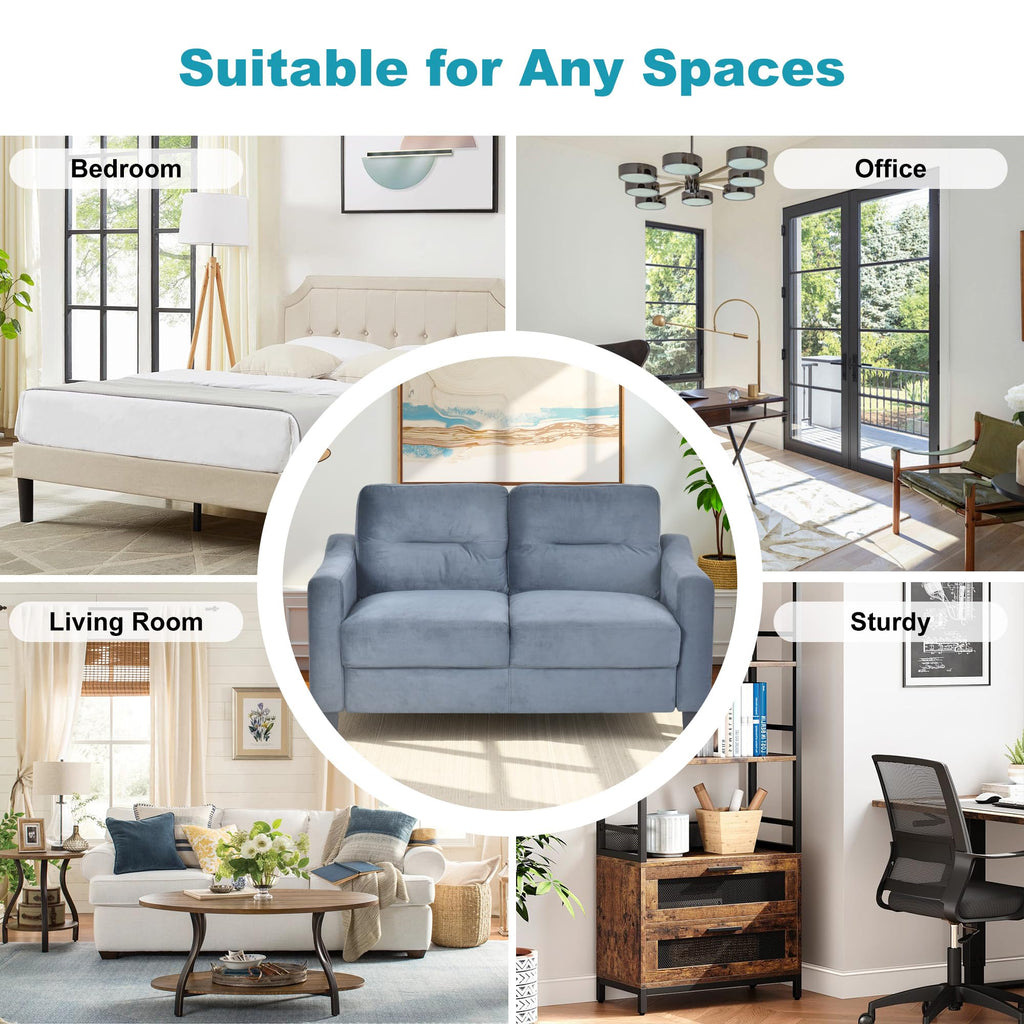 Light Gray Velvet Upholstered Loveseat Sofa Y767612