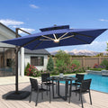 10x10 FT Cantilever Patio Umbrella with Base & LED P79430