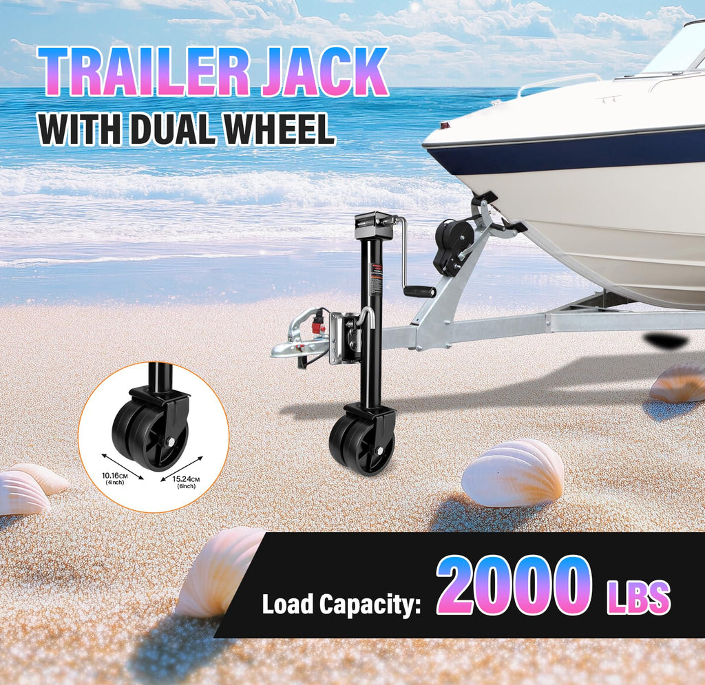 2000 lbs 12" Lift Swivel Trailer Jack with Dual Wheel J2828