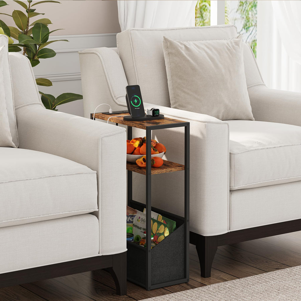 Narrow Side Table with Charging Station B282