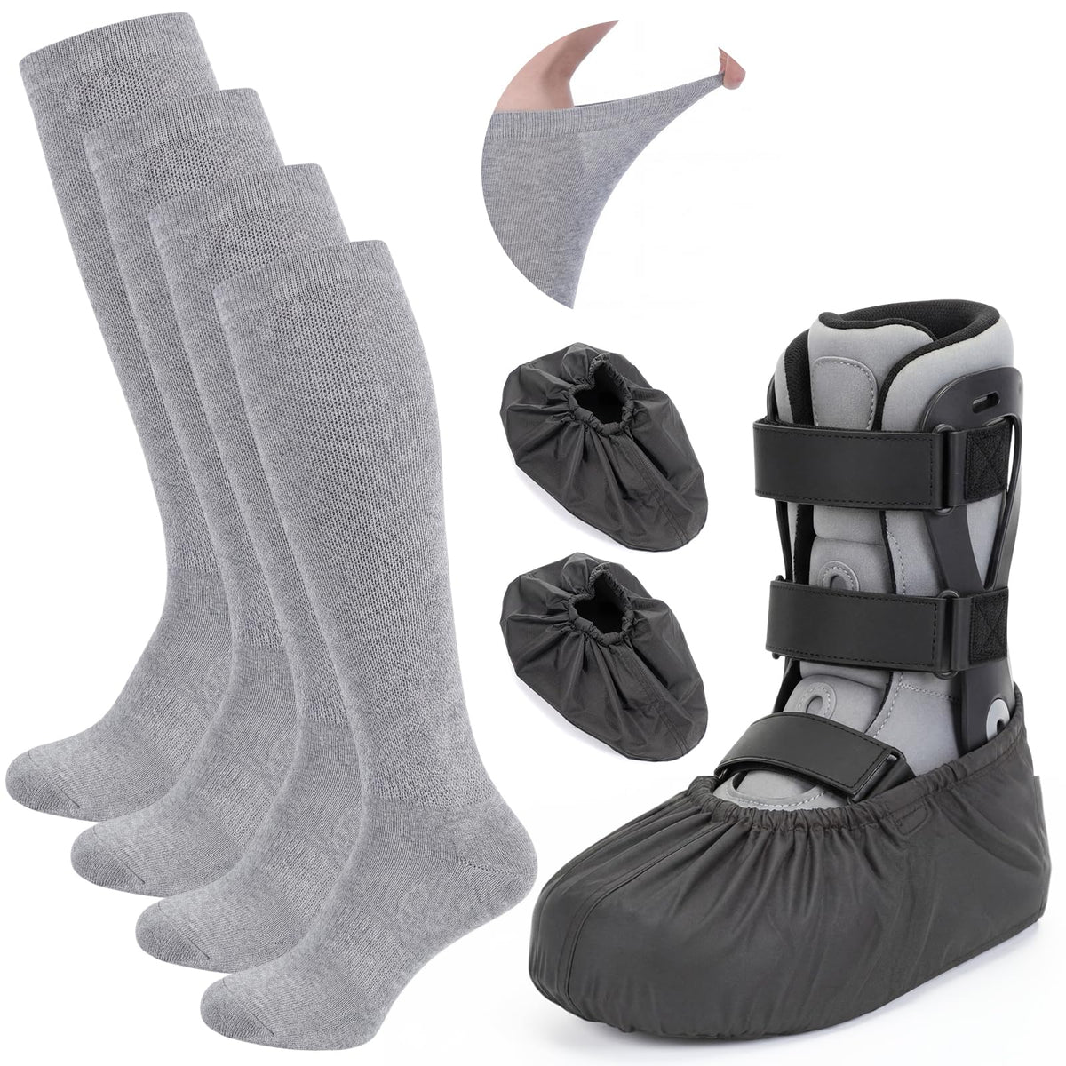 Light Gray Waterproof Non Slip Walking Boot Covers 2 Pairs O834