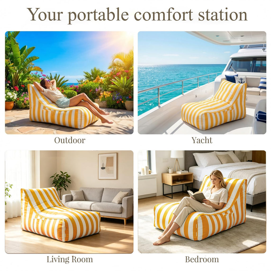 Yellow Memory Foam Bean Bag Chair P4413