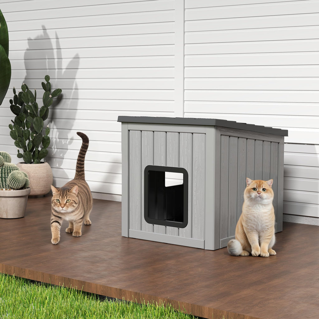 Weatherproof Insulated Resin Outdoor Cat House U51335