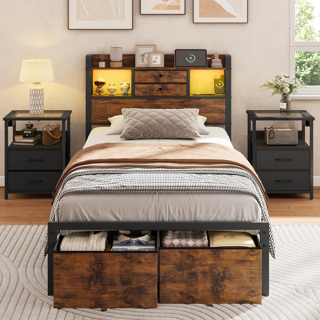 Twin Size Bed Frame with Storage Z71948