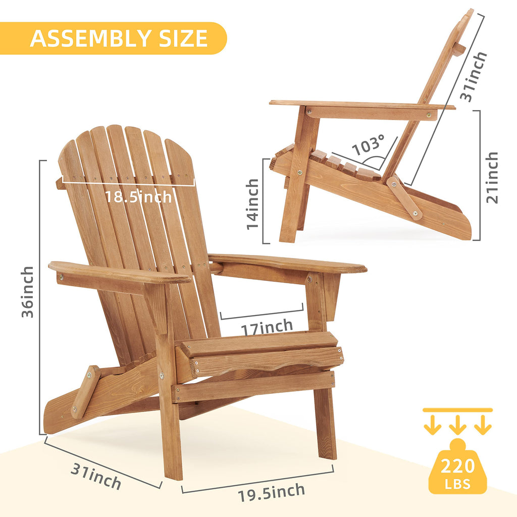 Folding Wood Adirondack Chair Set of 2 R94427
